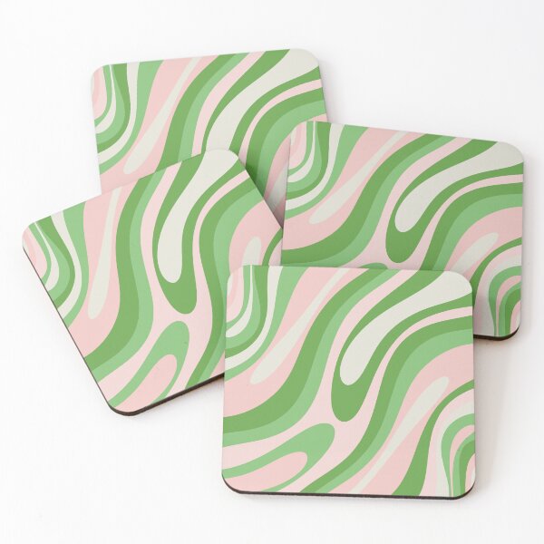 Item preview, Wavy Loops Retro Abstract Pattern in Lime Green and Soft Pink designed and sold by kierkegaard.