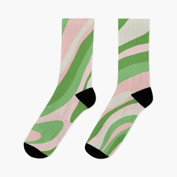 Item preview, Wavy Loops Retro Abstract Pattern in Lime Green and Soft Pink designed and sold by kierkegaard.
