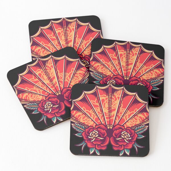 Item preview, Asia Fan With Rose Retro Illustration designed and sold by STR Graphs.