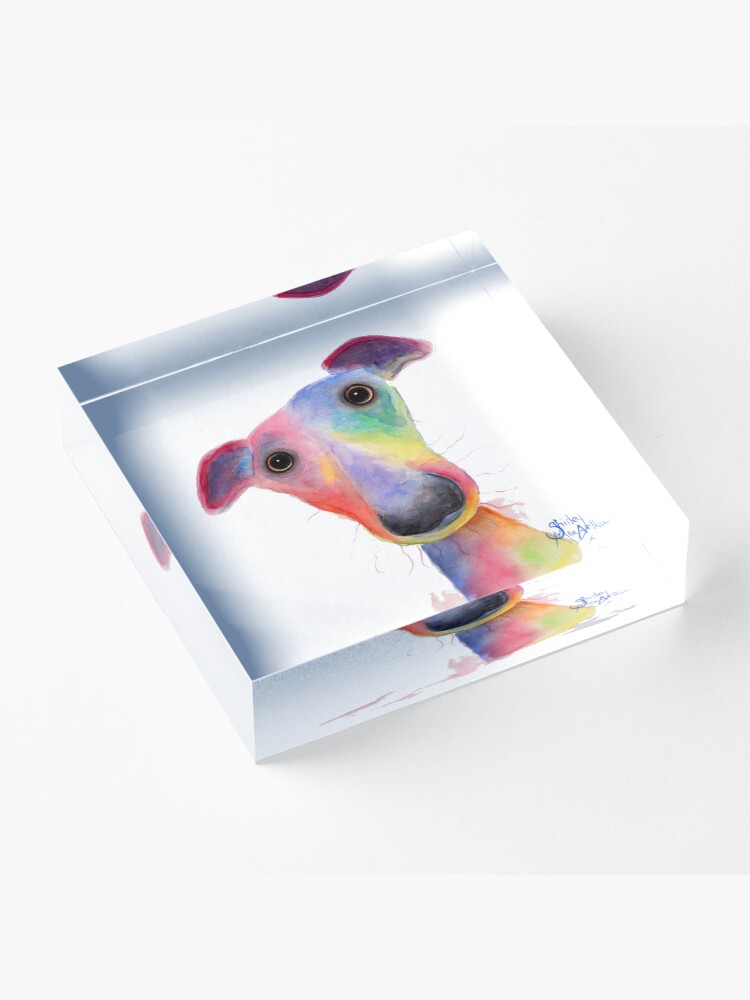 Alternate view of WHiPPeT GReYHouND DOG 'HANK' BY SHIRLEY MACARTHUR Acrylic Block