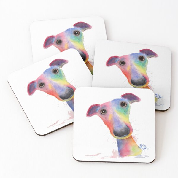 WHiPPeT GReYHouND DOG 'HANK' BY SHIRLEY MACARTHUR Coasters (Set of 4)