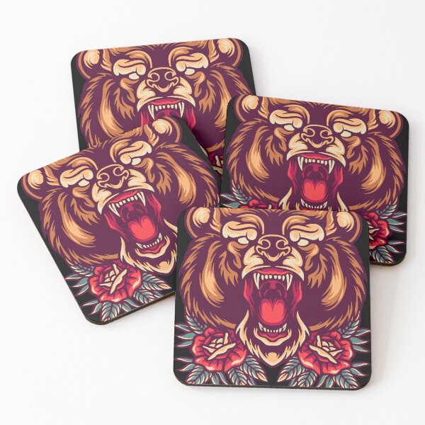 Item preview, Bear And Roses Retro Illustration designed and sold by STR Graphs.