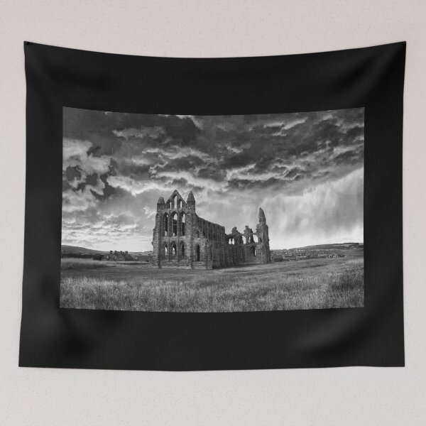 Item preview, Whitby Abbey Storm Clouds Monochrome  designed and sold by Alisonchambers2.