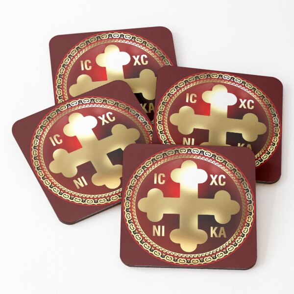 Item preview, Greek Orthodox Cross Red Gold Black ICXC NIKA designed and sold by Yiorgos Designs.