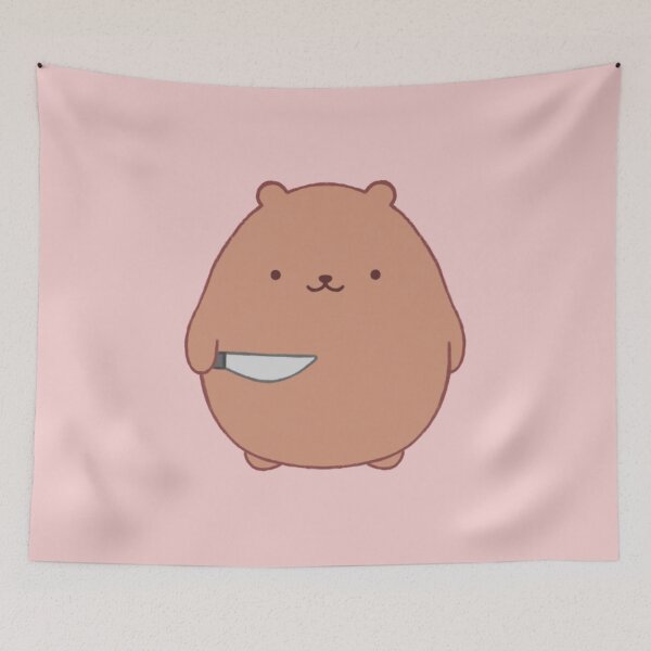 Item preview, stabby bear (light red bg) designed and sold by DesignByJennyyy.