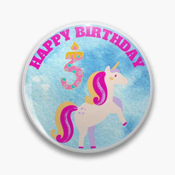 Item preview, HAPPY BIRTHDAY 3 UNICORN STICKER BY SAGFABULOUS designed and sold by SagFabulous.