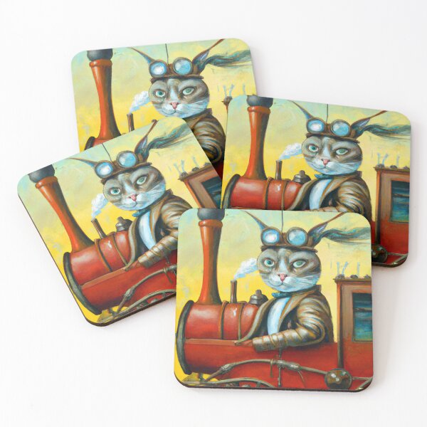Item preview, AI Generated Art, Cat Train Driver 2 designed and sold by Elvira Hyvönen.