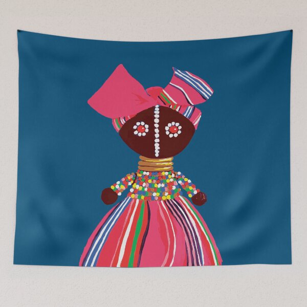 Item preview, African doll pink Mama on electric background designed and sold by mariam-h.
