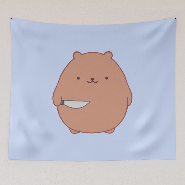 Item preview, stabby bear (light blue bg) designed and sold by DesignByJennyyy.