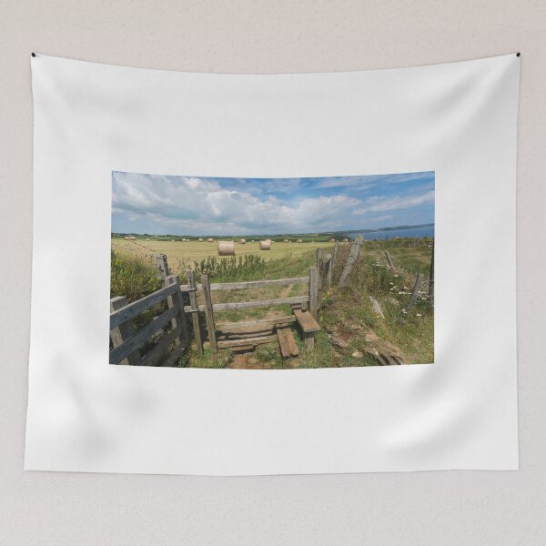 Item preview, Straw bales at harvest time on the cornwall coast designed and sold by eddiej.