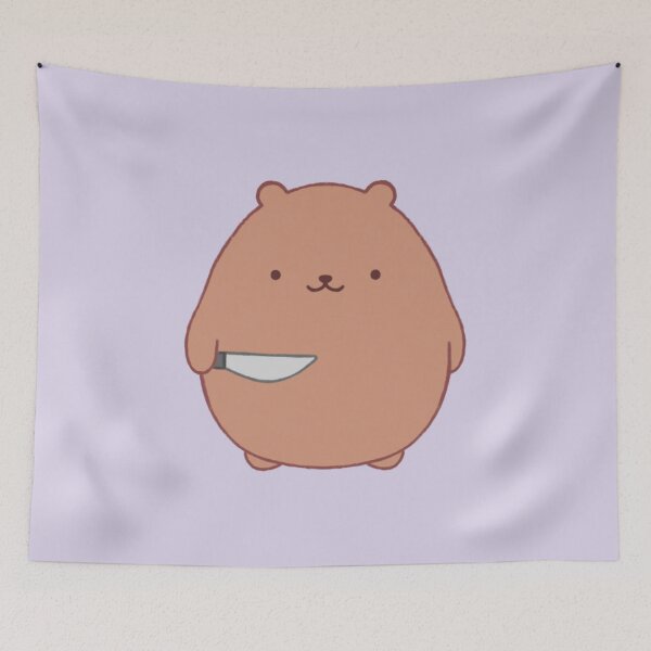 Item preview, stabby bear (light purple bg) designed and sold by DesignByJennyyy.