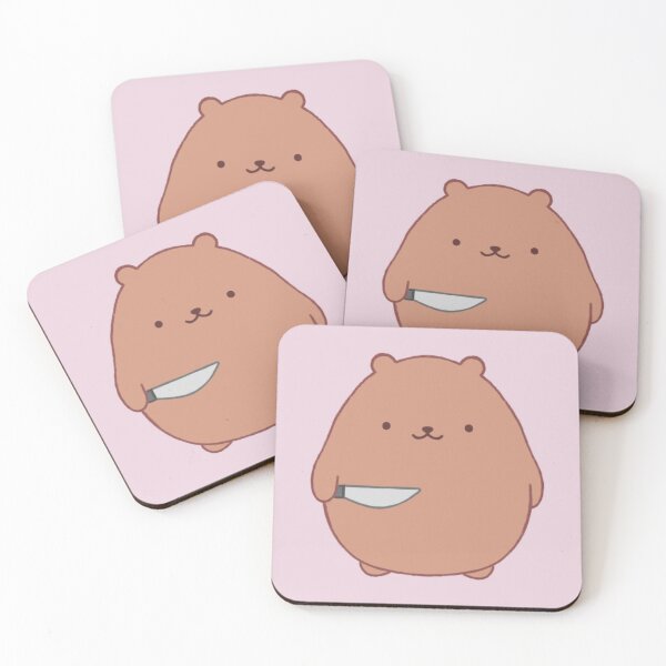 Item preview, stabby bear (light pink bg) designed and sold by DesignByJennyyy.