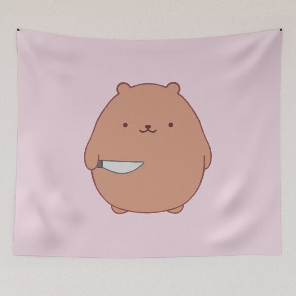 Item preview, stabby bear (light pink bg) designed and sold by DesignByJennyyy.