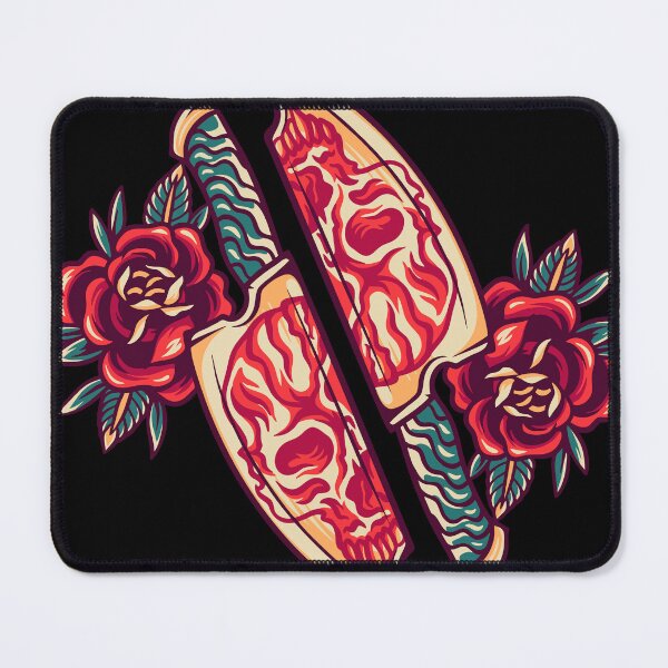 Item preview, Skull Knife And Roses Retro Illustration designed and sold by STR Graphs.