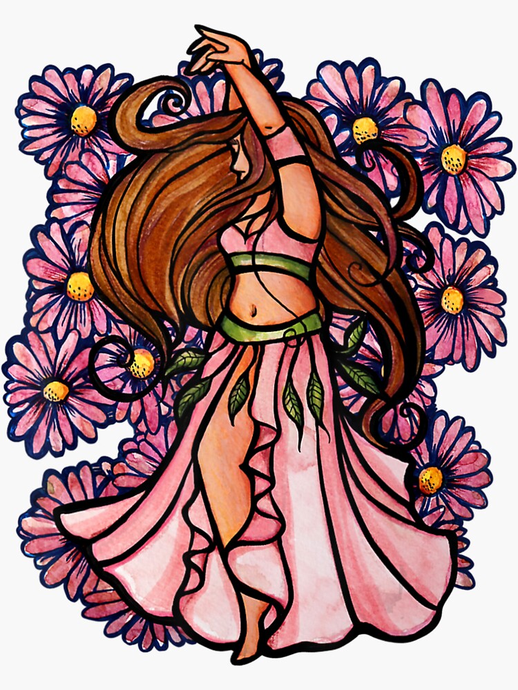 "Flower Belly Dancer Belly Dancing Designs Belly Dance" Sticker for Sale by Juybanger Redbubble