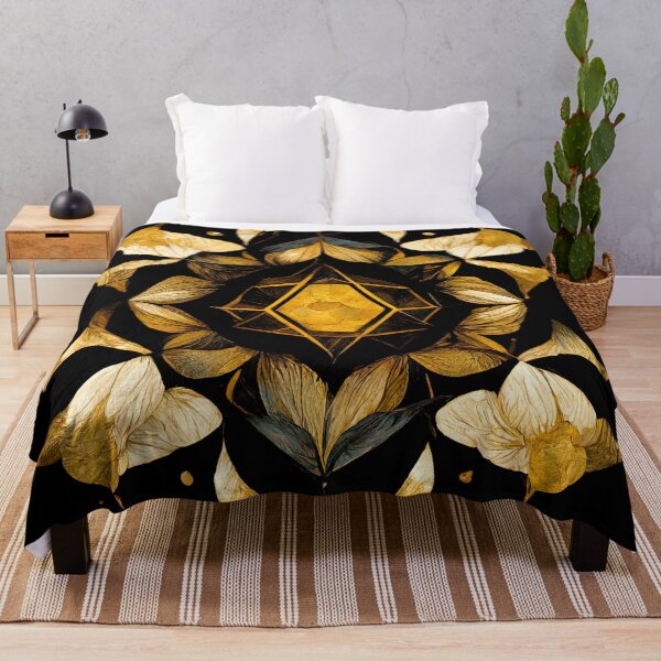Item preview, Kaleidoscope flower black and gold designed and sold by artofbelletz.