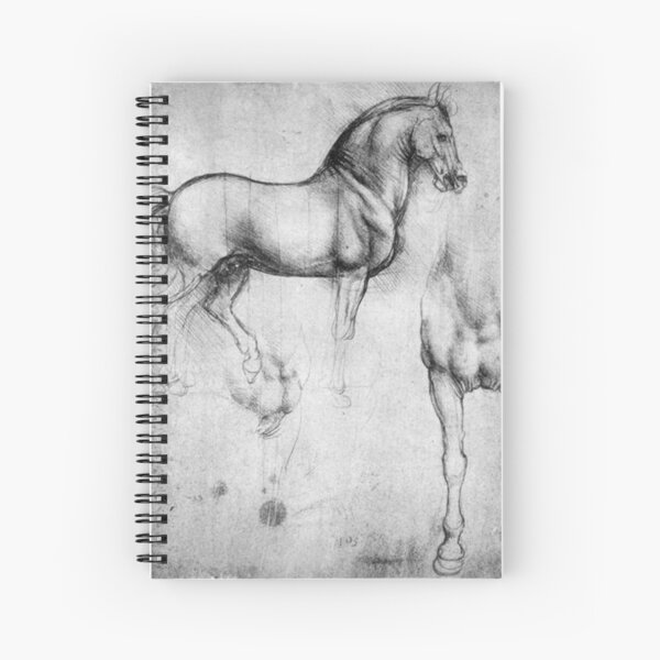 LEONARDO. HORSE Drawing. Leonardo da Vinci. Study of Horses. Spiral Notebook