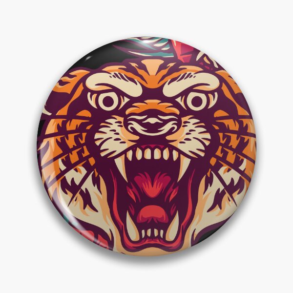 Item preview, Tiger And Roses Retro Illustration designed and sold by STR Graphs.