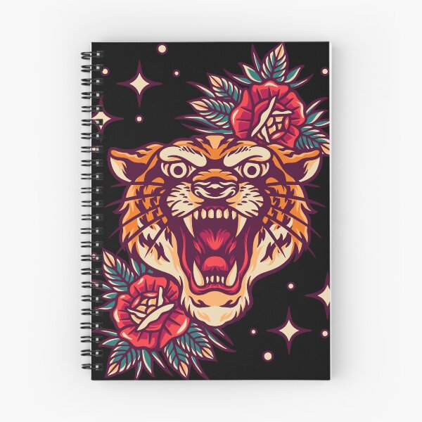 Item preview, Tiger And Roses Retro Illustration designed and sold by STR Graphs.