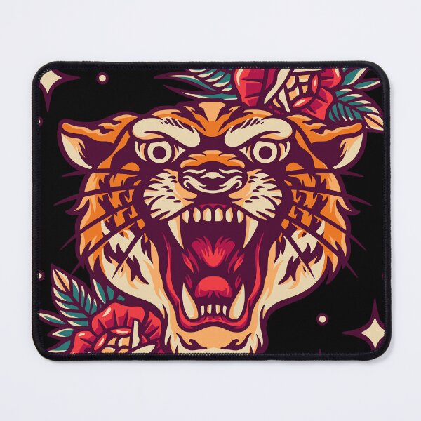 Item preview, Tiger And Roses Retro Illustration designed and sold by STR Graphs.