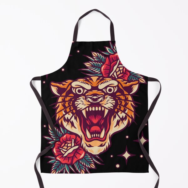 Item preview, Tiger And Roses Retro Illustration designed and sold by STR Graphs.
