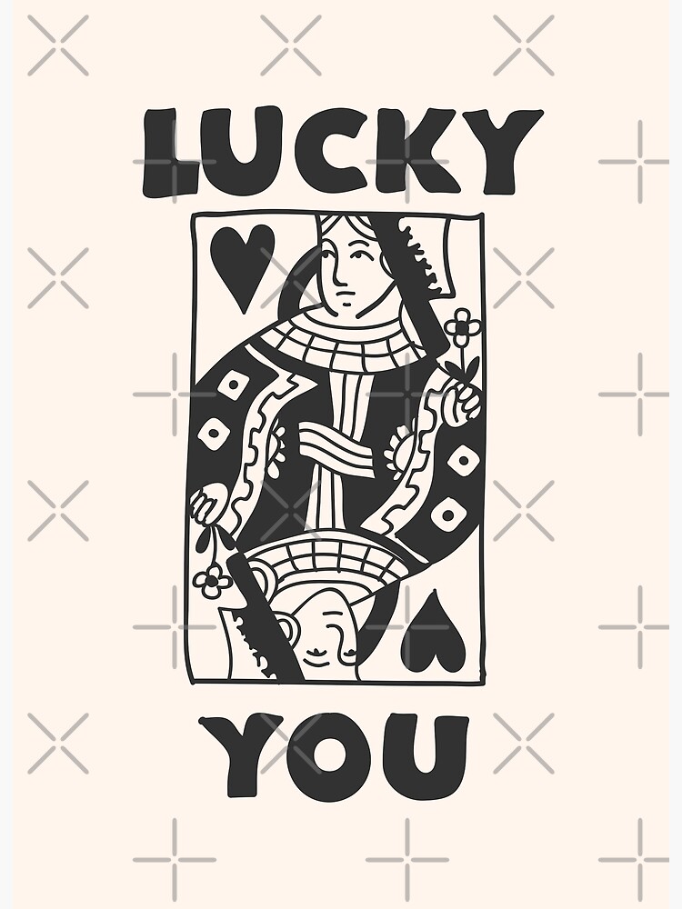 Disover Lucky You Queen Of Hearts Card Retro Beige Premium Matte Vertical Poster