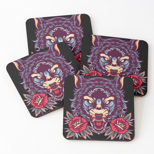 Item preview, Wolf And Rose Retro Illustration designed and sold by STR Graphs.