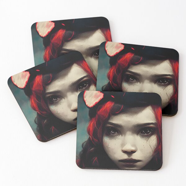 Item preview, Beautiful Red Hair Girl Face in a Cat Minimalist Cosplay designed and sold by SingularityGeek.