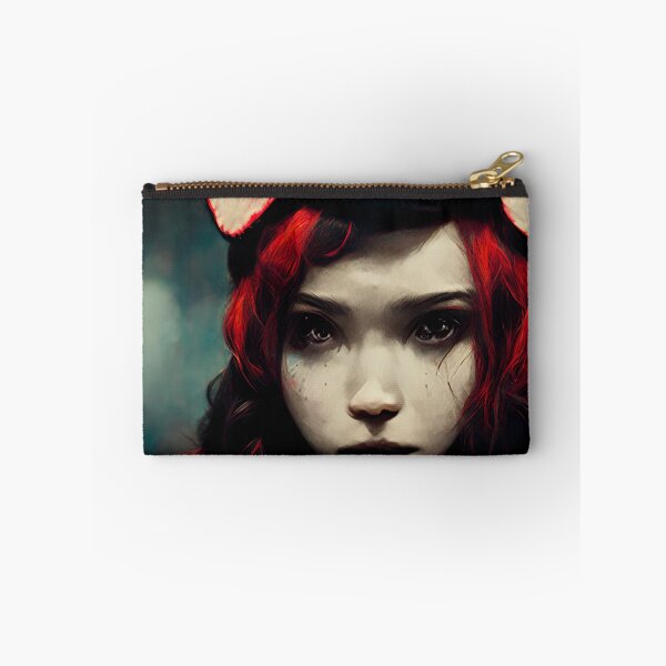 Item preview, Beautiful Red Hair Girl Face in a Cat Minimalist Cosplay designed and sold by SingularityGeek.