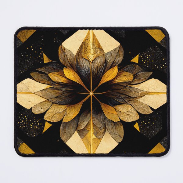Item preview, Kaleidoscope flower black and gold designed and sold by artofbelletz.