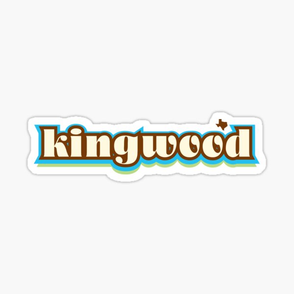 Kingwood Texas - Retro Name Design, Southeast Texas, Blue, Brown, Green Sticker