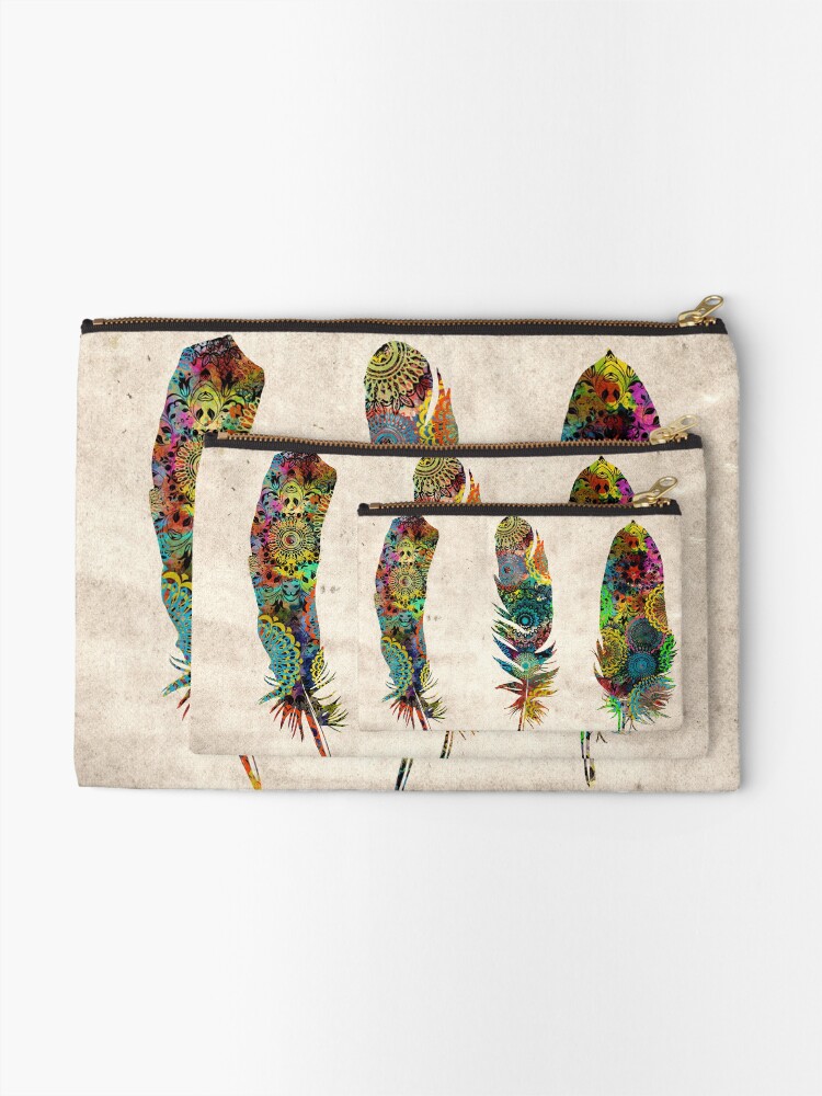 Thumbnail 2 of 4, Zipper Pouch, feathers designed and sold by BekimART.