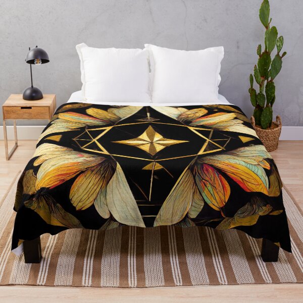 Item preview, Kaleidoscope flower black and gold designed and sold by artofbelletz.