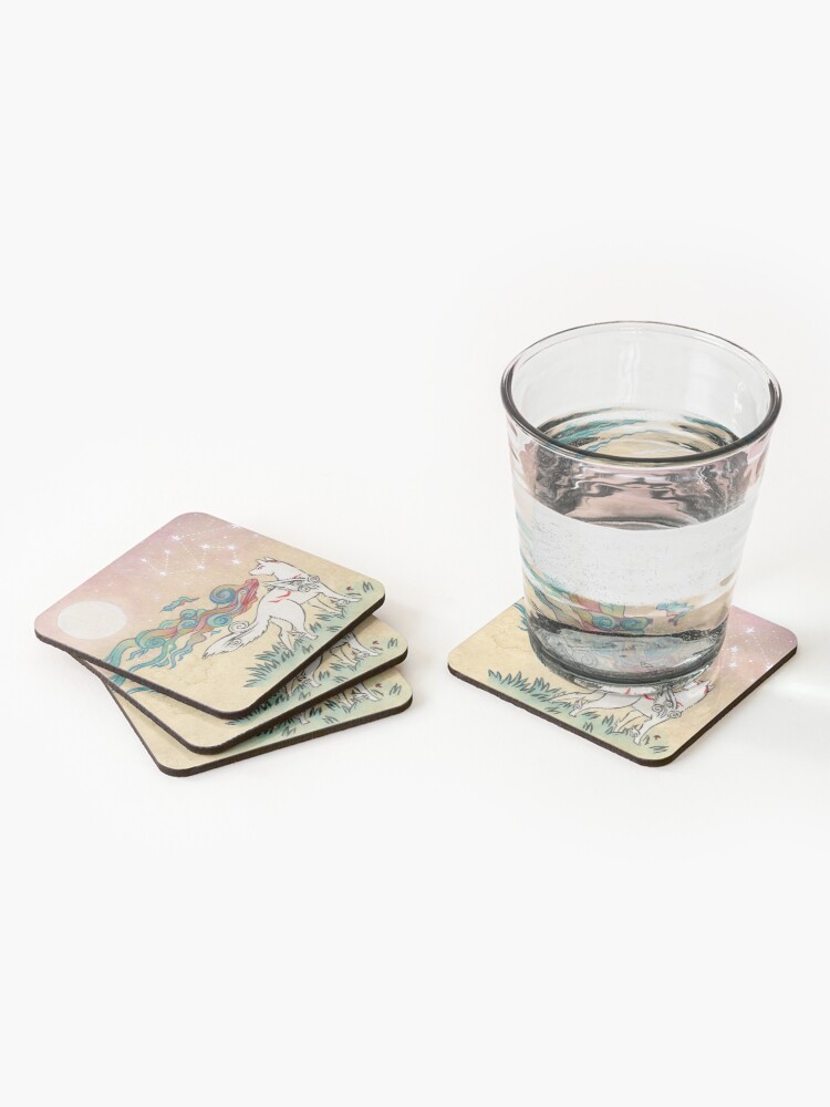 Alternate view of Amaterasu Wolf Coasters (Set of 4)