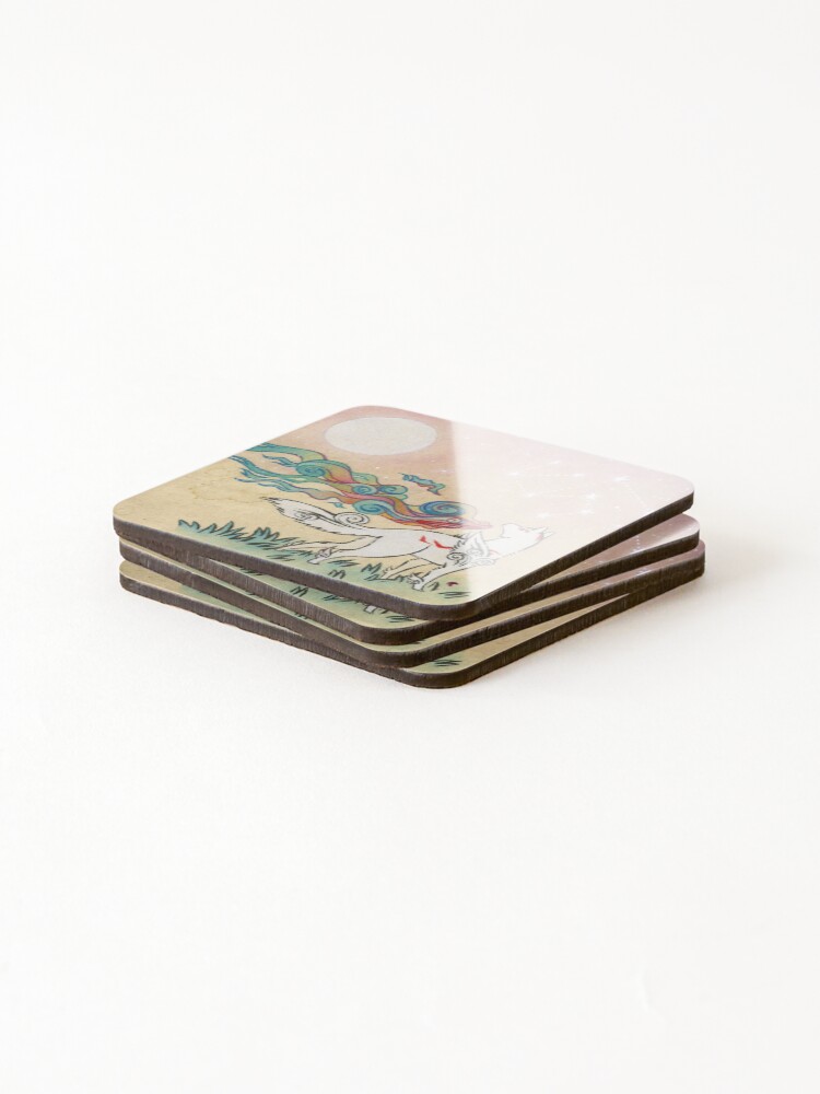 Alternate view of Amaterasu Wolf Coasters (Set of 4)