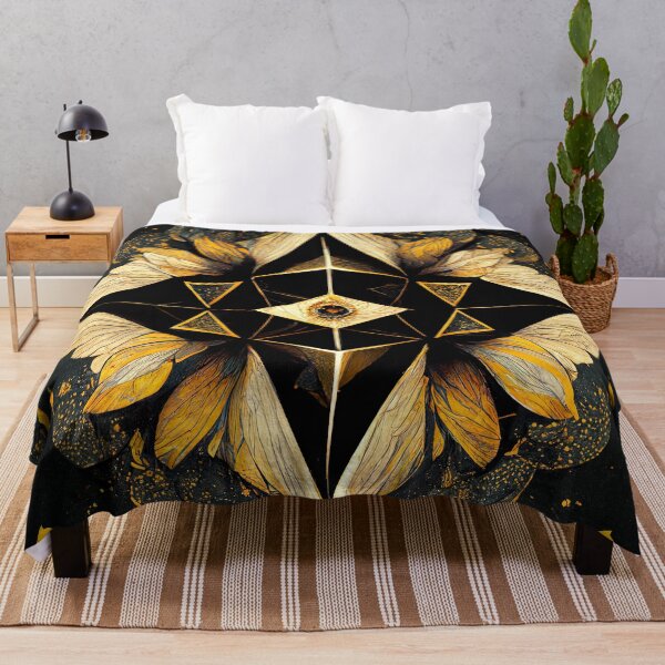 Item preview, Kaleidoscope flower black and gold designed and sold by artofbelletz.