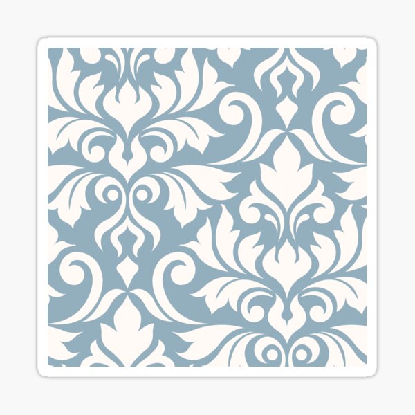 Flourish Damask Art I Cream on Blue Sticker