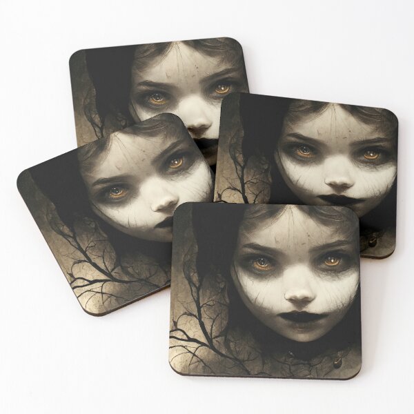 Item preview, Creepy Porcelain Girl with Almond Emerald Eyes - Beautiful Dark Nightmares designed and sold by SingularityGeek.