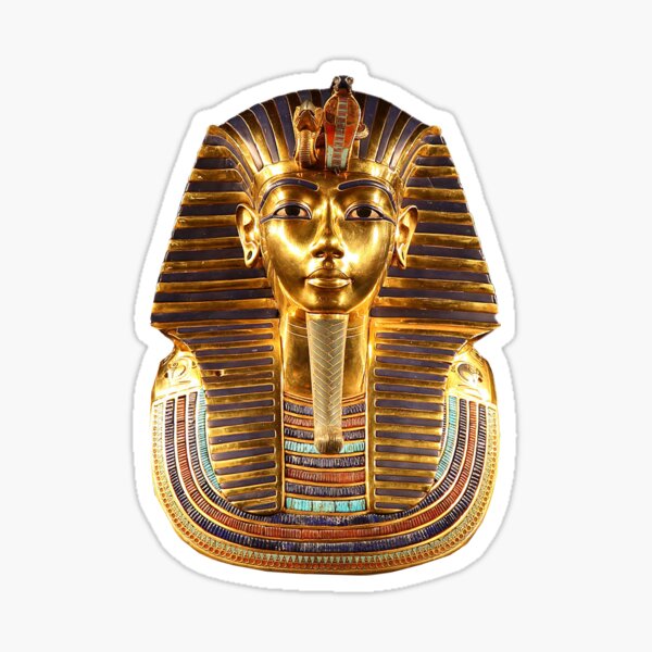 EGYPT. Egyptian. King Tut. Tutankhamun. Tutenkhamen. Tutenkhamon. Pharaoh, 18th dynasty, on Black. Sticker
