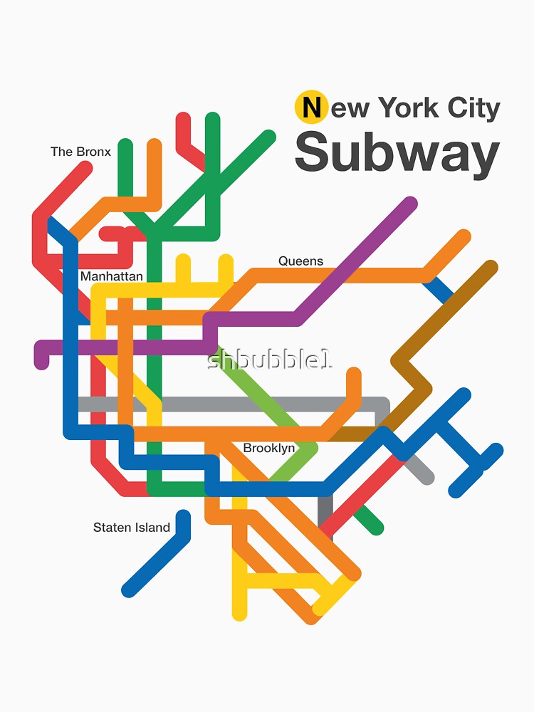 Thumbnail 7 of 7, Essential T-Shirt, NYC Subway diagram designed and sold by shbubble1.