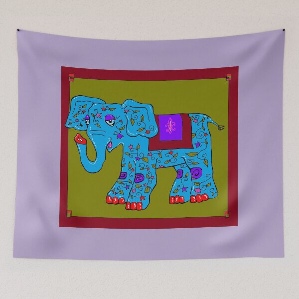 Item preview, Blue Elephant with Green Background designed and sold by judy snyder.