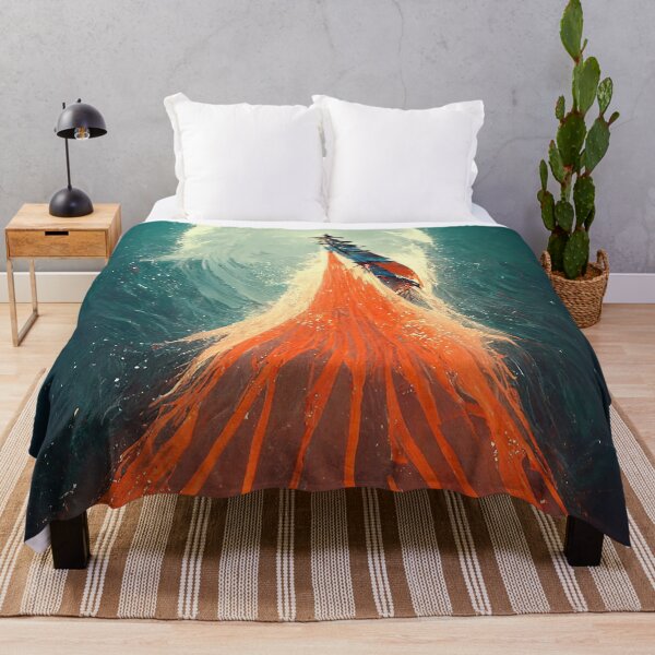 Item preview, A wooden boat batteling strong waves designed and sold by Muralia Art.