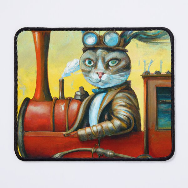 Item preview, AI Generated Art, Cat Train Driver 2 designed and sold by Elvira Hyvönen.