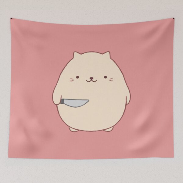 Item preview, stabby cat (light red bg) designed and sold by DesignByJennyyy.