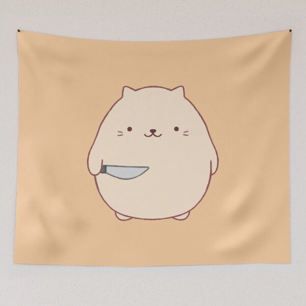 Item preview, stabby cat (light orange bg) designed and sold by DesignByJennyyy.