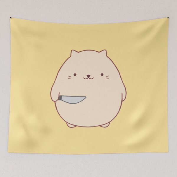 Item preview, stabby cat (yellow bg) designed and sold by DesignByJennyyy.