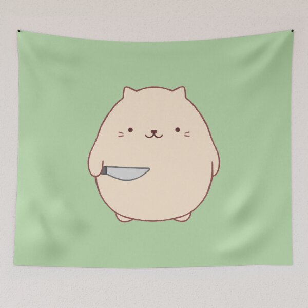 Item preview, stabby cat (green bg) designed and sold by DesignByJennyyy.