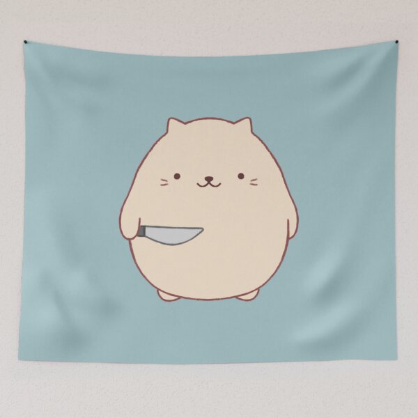 Item preview, stabby cat (teal bg) designed and sold by DesignByJennyyy.