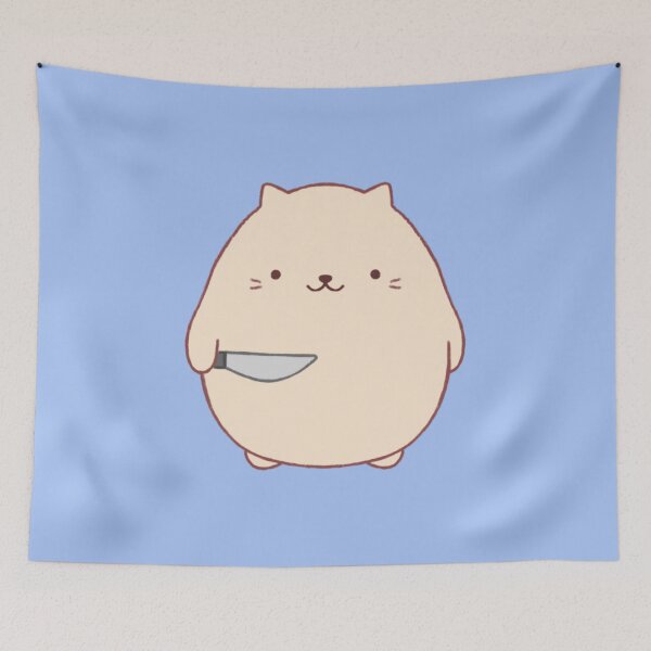 Item preview, stabby cat (blue bg) designed and sold by DesignByJennyyy.