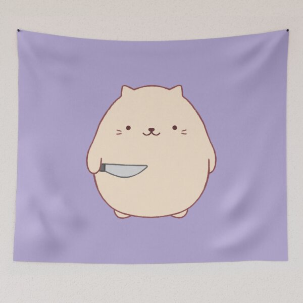 Item preview, stabby cat (purple bg) designed and sold by DesignByJennyyy.